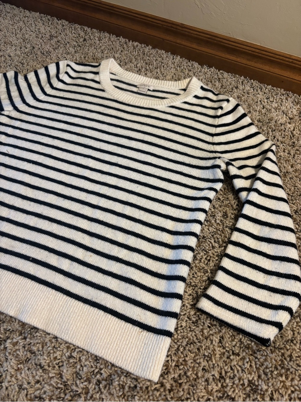 J. Crew Striped Crewneck Sweater - White & Black - Picture 2 of 4